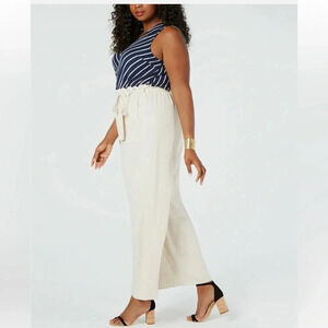 Monteau Juniors' Plus Striped Top PaperbagJumpsuit Size 2X
